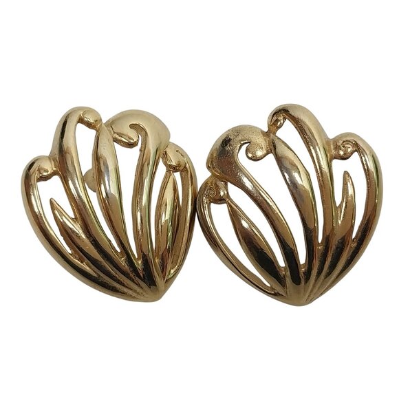 Sarah Coventry Vintage Gold-Tone Pierced Earrings Sea Shell Design - Picture 6 of 6